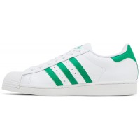 Кеды Adidas Superstar белые с зеленым
