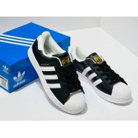 Кеды Adidas Superstar Black White Gold