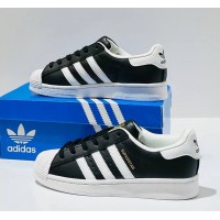 Кеды Adidas Superstar Black White Gold