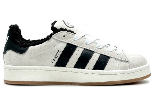 Adidas Campus 00s Crystal White Core Black с мехом