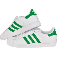 Кроссовки Adidas Superstar белые с зеленым