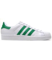 Кеды Adidas Superstar белые с зеленым