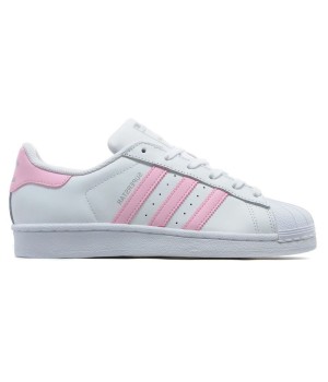 Кроссовки женские Adidas Superstar белые с розовым