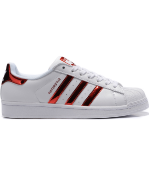 Кроссовки Adidas Superstar белые с красным