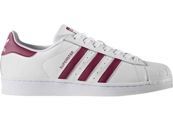 Кроссовки Adidas Superstar белые с бордовым