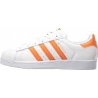 Кроссовки Adidas Superstar белые с оранжевым