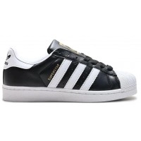 Кеды Adidas Superstar черно-белые с золотым