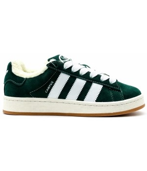 Кроссовки Adidas Campus 00s Dark Green темно-зеленые с мехом