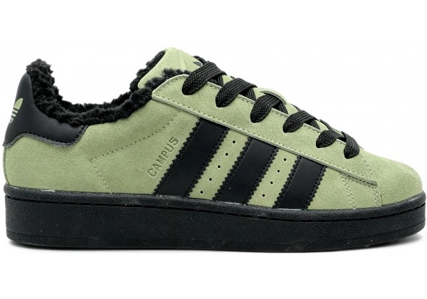 Кроссовки Adidas Campus 00s Green Black With Fur зимние