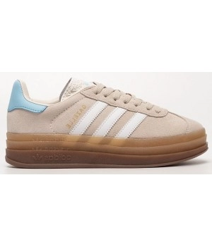 Кроссовки Adidas Gazelle Bold WMNS Beige White Blue бежевые
