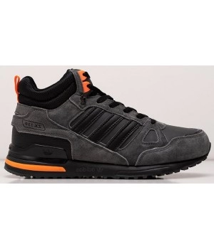 Кроссовки Adidas ZX 750 Hi Winter Grey Black Orange серые