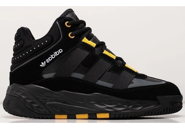 Кроссовки Adidas Niteball High Winter Black Grey Yellow черные
