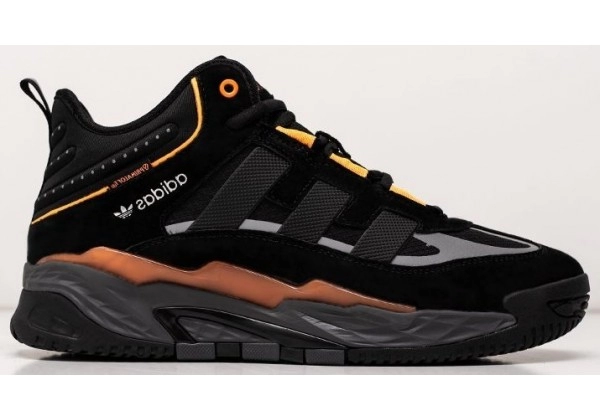 Кроссовки Adidas Niteball Hi Winter Black Grey Orange черные