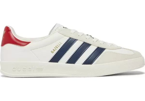 Кроссовки Adidas x Gucci Gazelle белые с красным и синим